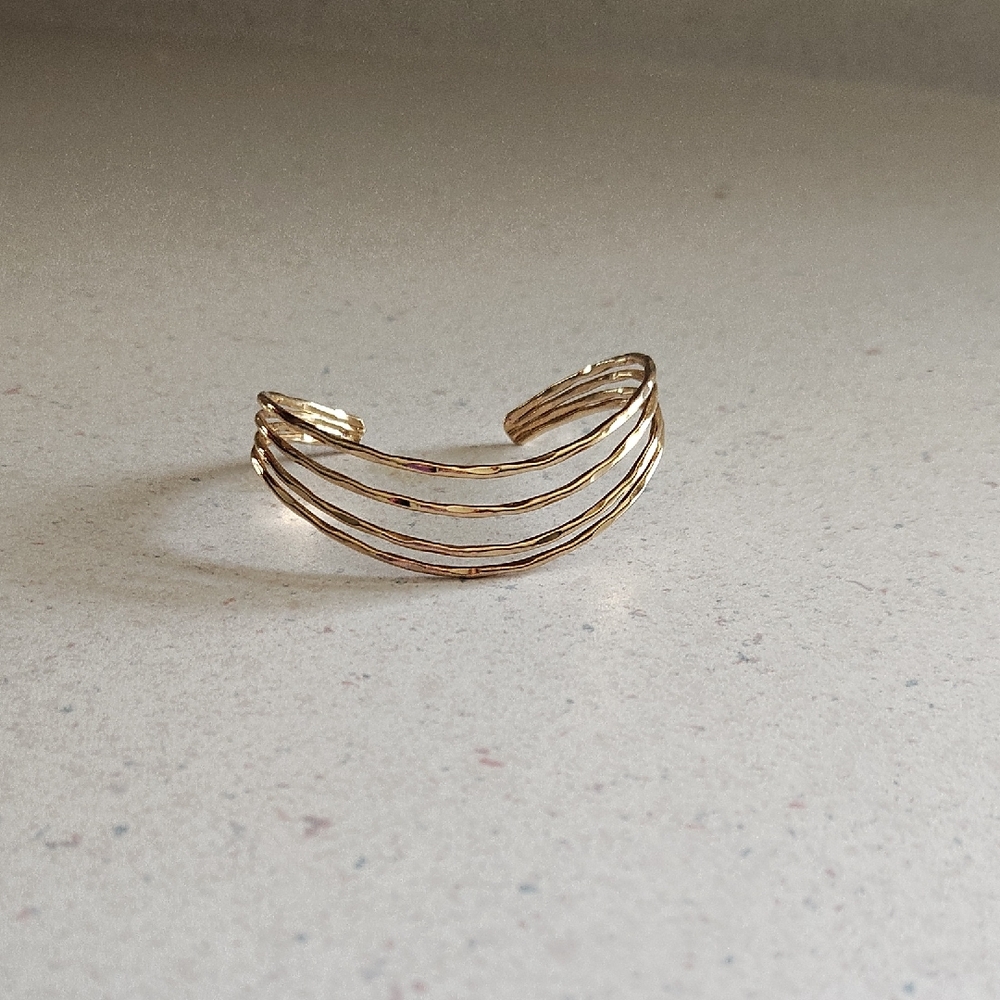 Gold Multi-Band Open Cuff Bracelet - Women's Jewelry